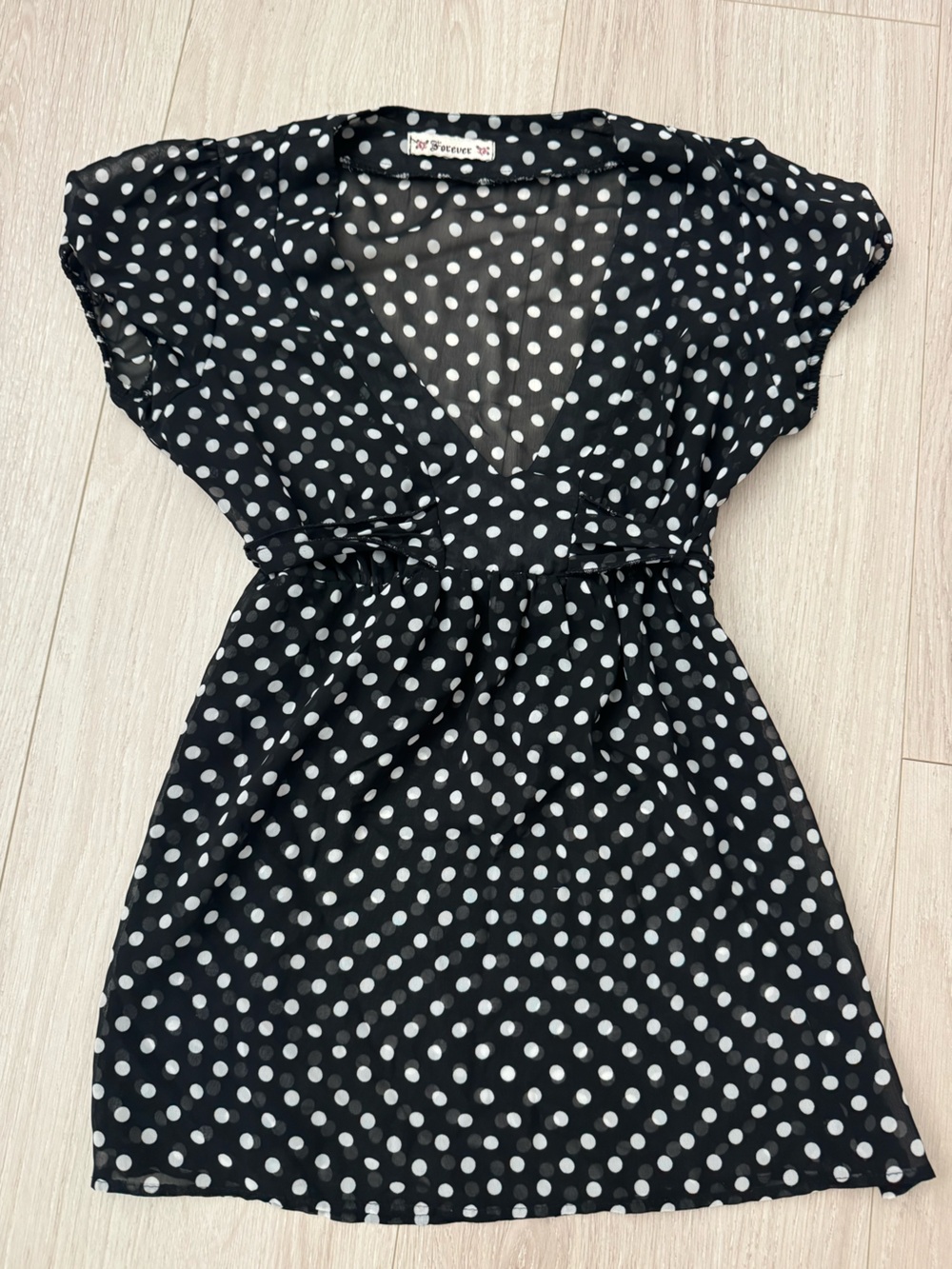 Vintage Forever 21 Black and White Polka Dot Blouse